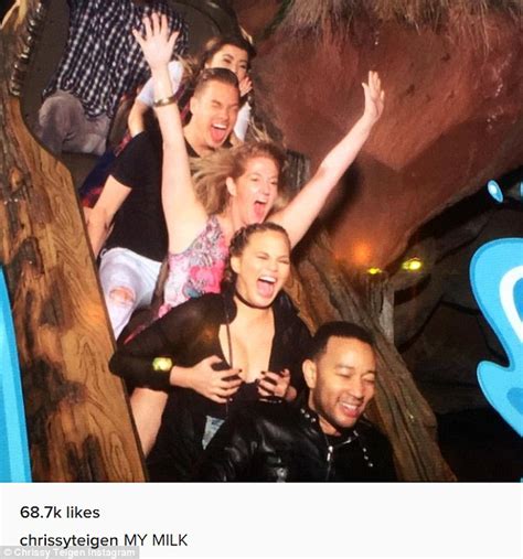 Chrissy Teigen Grabs Her Breasts In Instagram On Disneylands Splash
