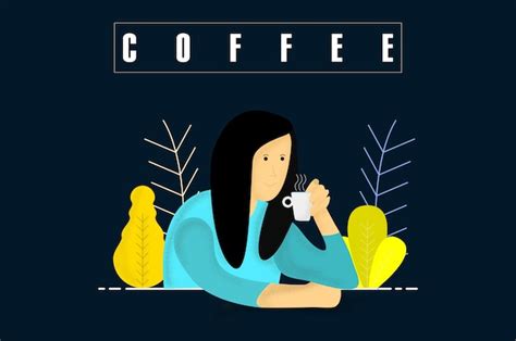 Premium Vector Girl Drinking Coffee