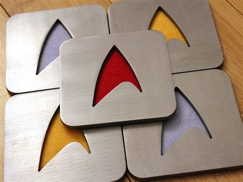 Star Trek Coaster Set Of 5 Steel Command Gold Sciences Blue