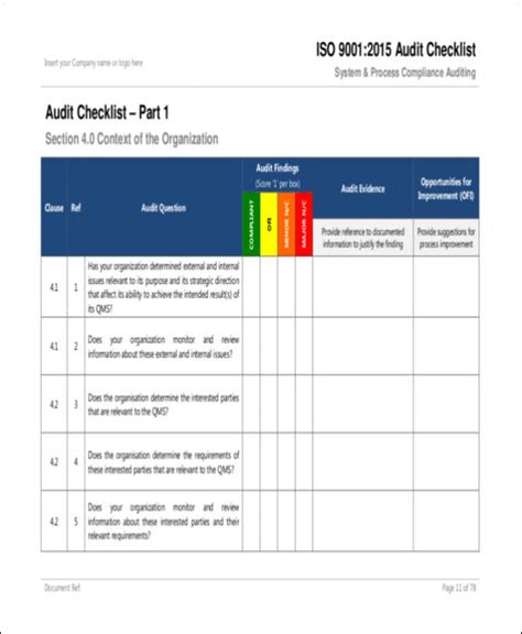 Download Iso 9001 Internal Audit Checklist Xls Polejam