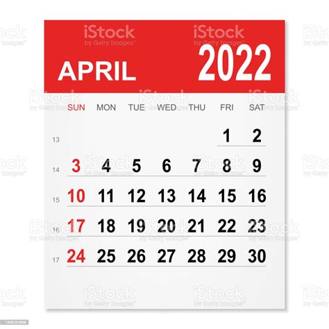 April 2022 Calendar Stock Illustration Download Image Now 2022