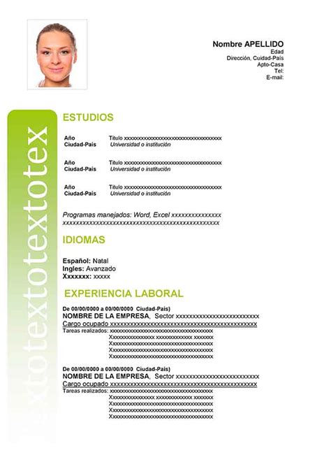 Descarga la plantilla de cv en word . Modelo de Curriculum Sencillo para Rellenar | CV Word