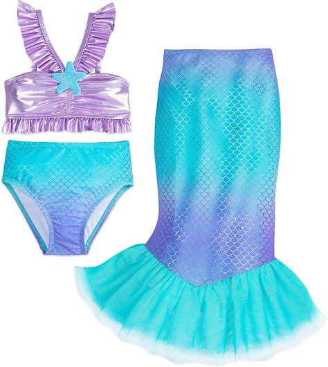 Disney Ariel Deluxe Swimsuit Set For Girls Size Uk Fashion