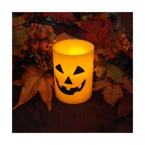 2 Count Jack O Lantern Battery Operated Led Candles Orangeblack