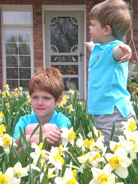 Little Boys And Daffodils Hugs Kisses And Snot