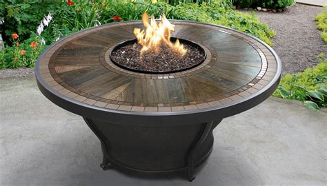 Huntington 48 Inch Round Porcelain Top Gas Fire Pit Table