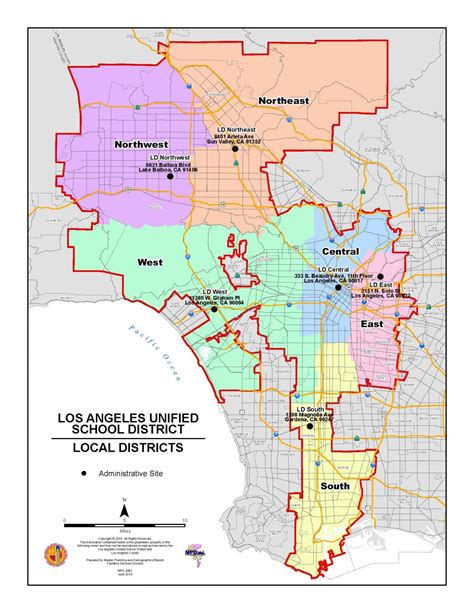 Los Angeles School District Map La Distrito Escolar Do Mapa
