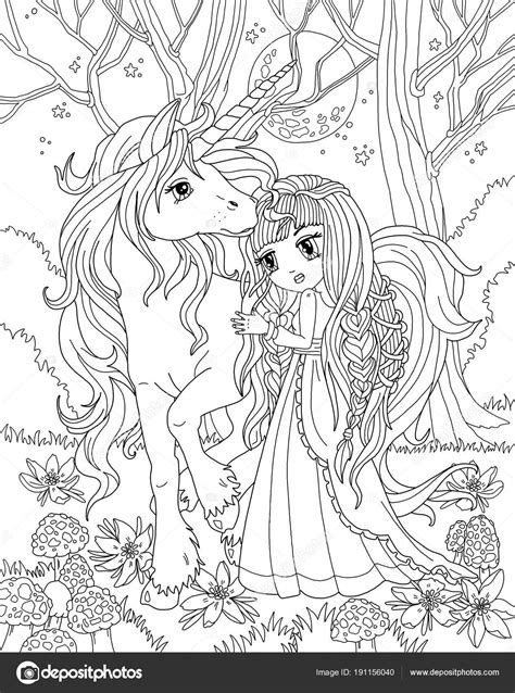 Coloring Page Unicorn Princess — Stock Photo © Larisakuzovkova 191156040