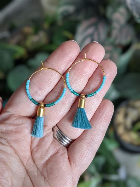 Turquoise Hoop Earrings Gold Hoops Kt Gold Hoops Etsy