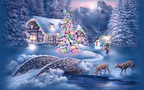Christmas Winter Scenes Desktop Wallpaper Wallpapersafari