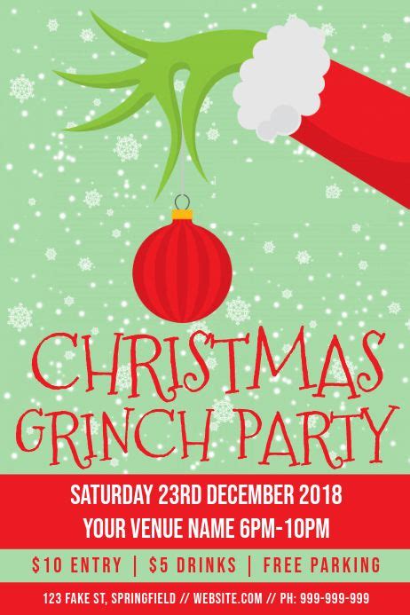 Christmas Grinch Party Poster Grinch Party Grinch Christmas Party Christmas Party Invitations