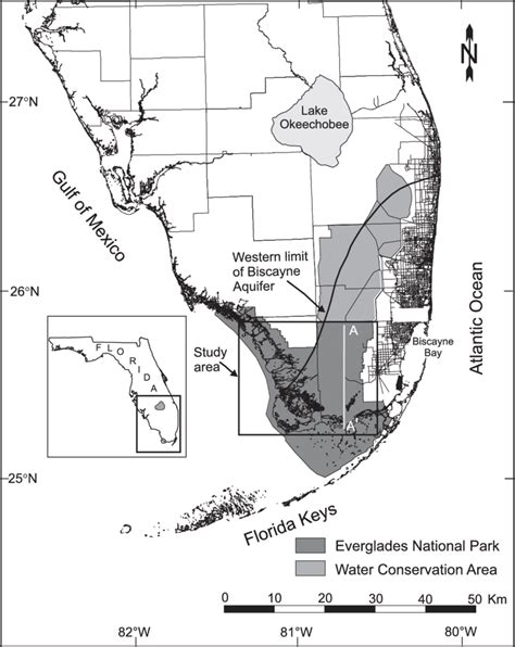 Map Of South Florida Showing The Boundaries Of Everglades National Park