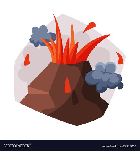 Volcano Eruption Volcanic Activity With Smoke Vector Image