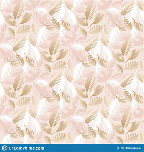 Elegant Geometric Fall Leaves Seamless Pattern Stock