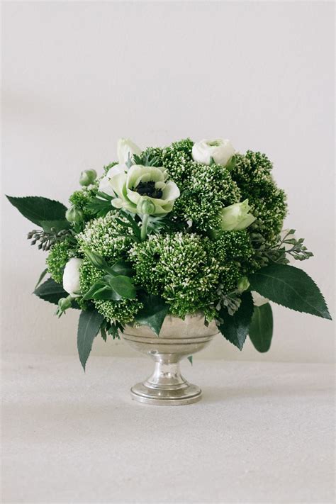Gorgeous Green And White Florals In An Antique Silver