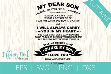My Dear Son Quote Eps Svg Png Tif Digital File To My Etsy
