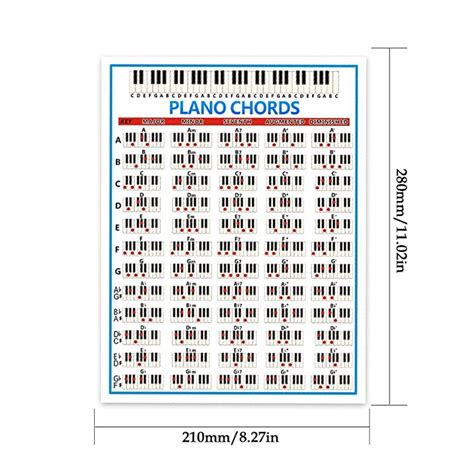 Buy Piano Chord Chart Poster Tablature Piano Chord Practice Sticker 88