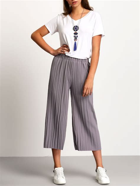 Elastic Waist Pleated Wide Leg Pant Sheinsheinside