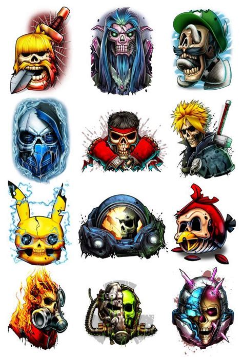 Game Over 2 Temporary Tattoo Set Game Character Tattoo