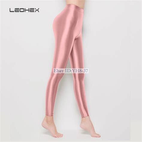 Leohex Shiny Wet Look Opaque Yoga Sexy Leggings High Gloss Spandex Footless Soft Ebay