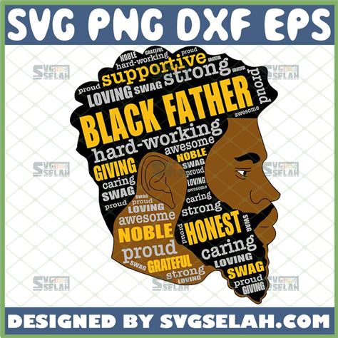 Černý Otec Svg Černý Muž Afro Svg Word Art Afroamerický Den Otců Svg
