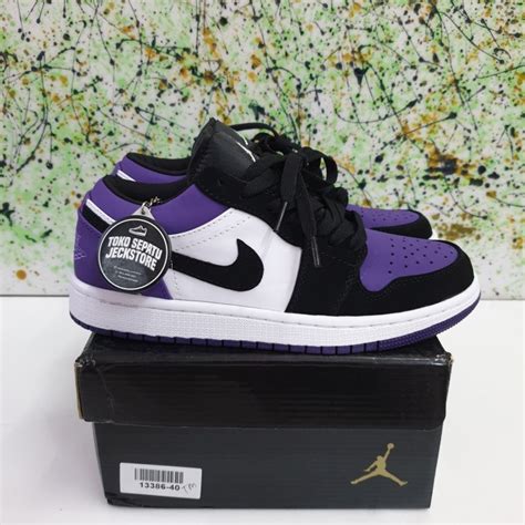 Jual Sepatu Pria Nike Air Jordan 1 Low White Purple Bnwb Ungu
