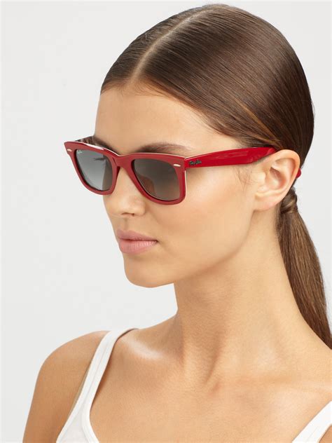 Ray Ban London Wayfarer 50mm Sunglasses In Red Lyst