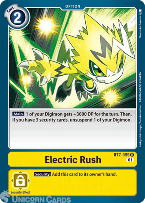 Bt7 099 Electric Rush Uncommon Mint Digimon Card Unicorn Cards