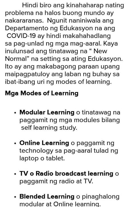 Sumulat Ng Isang Talata Tungkol Sa Paksang Edukasyon Sa New Normal