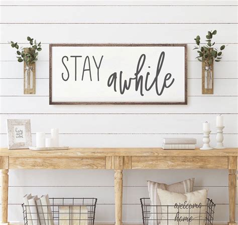 Rustic Style Available Stay Awhile Wood Sign Mudroom Sign Entryway