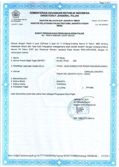 Contoh Surat Pengukuhan Pengusaha Kena Pajak Homecare