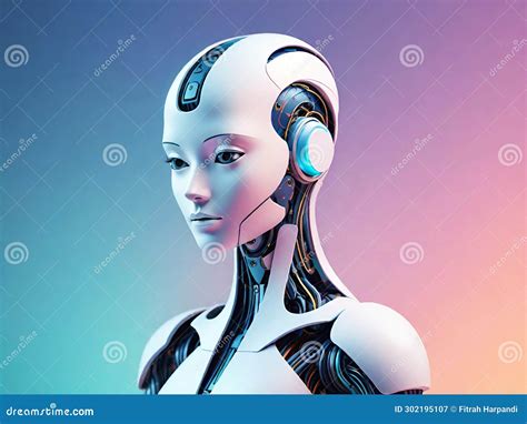 3d Rendering Of A Female Robot Colorful Background Stock Illustration