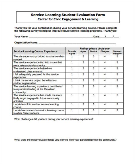 Free 54 Student Evaluation Forms In Pdf