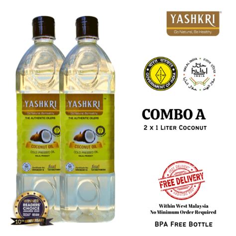 2 X Virgin Coconut Oil 1000ml Yashkri The Authentic Oilers