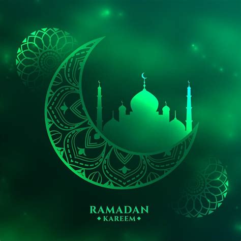 Free Vector Shiny Ramadan Kareem Green Festival Greeting Design