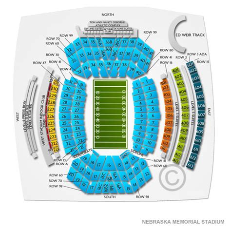 Seating Chart Memorial Stadium Lincoln Nebraska