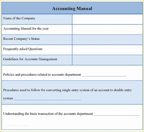 Accounting Manual Template Free Download Of Manual Template For