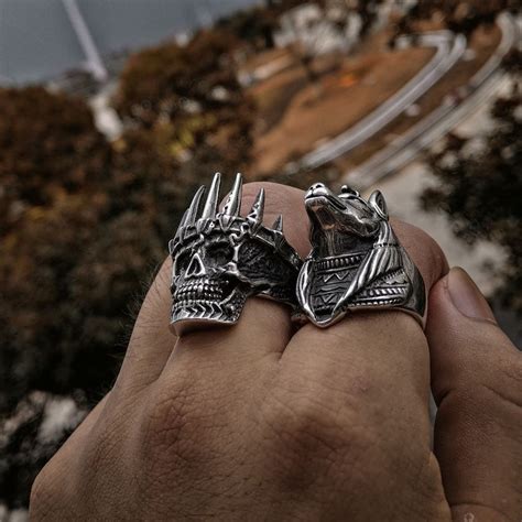 Silver King Crown Skull Ring Skull Ring Biker Rings Metal Fashion