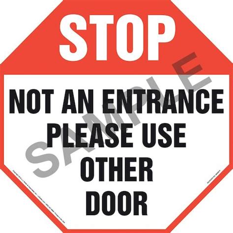 Kunst Sign Poster Print Notice No Entry Please Use Other Door Entrance