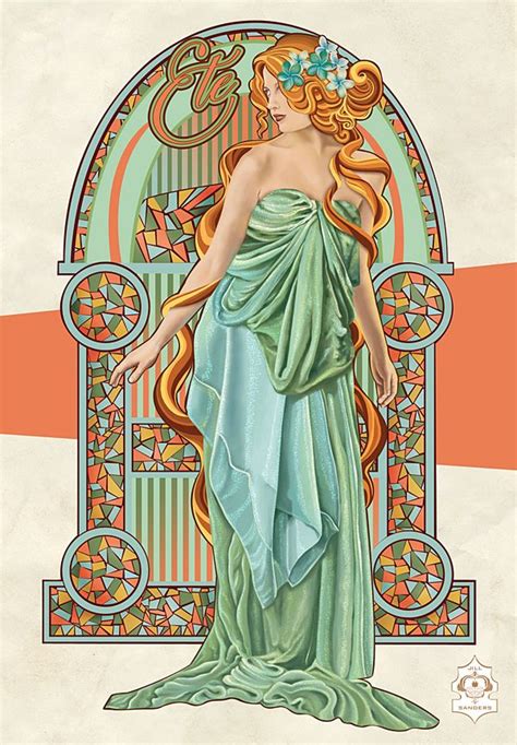 Mucha Style Illustration In Style Of Alphonse Mucha Art Nouveau