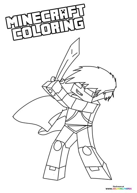 Minecraft Steve With A Sword Coloring Pages For Kids