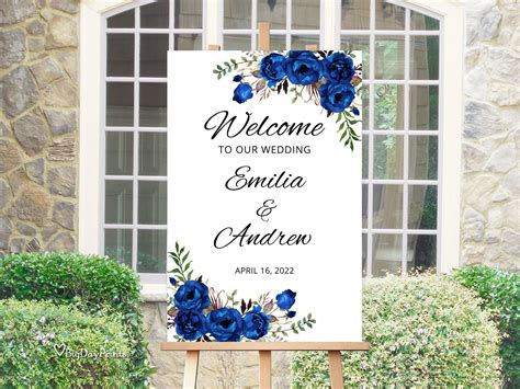 Royal Blue Wedding Welcome Sign Printable Wedding Reception Sign