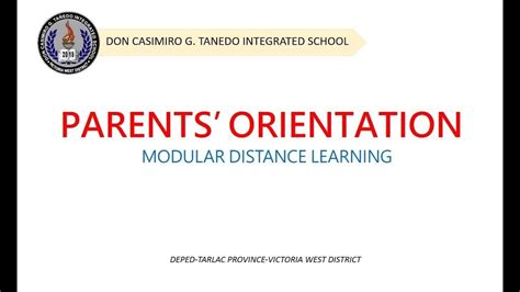 The greatest learning for me usually happens in times of distress, pain, suffering. PARENTS' ORIENTATION (Modular Distance Learning) - YouTube