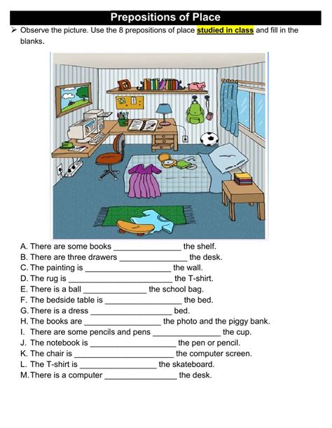 Esl Worksheets 6 Class Prepositions School Bags Language Study