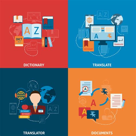 Translation and dictionary flat icons composition - Download Free ...