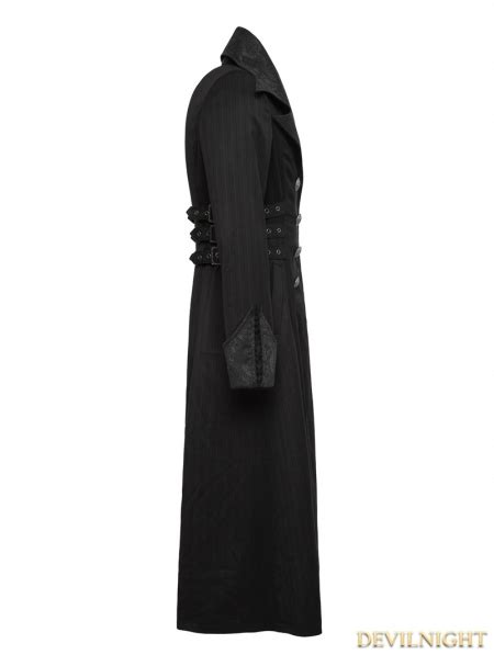 Black Gentleman Steampunk Stripe Long Coat For Men Uk