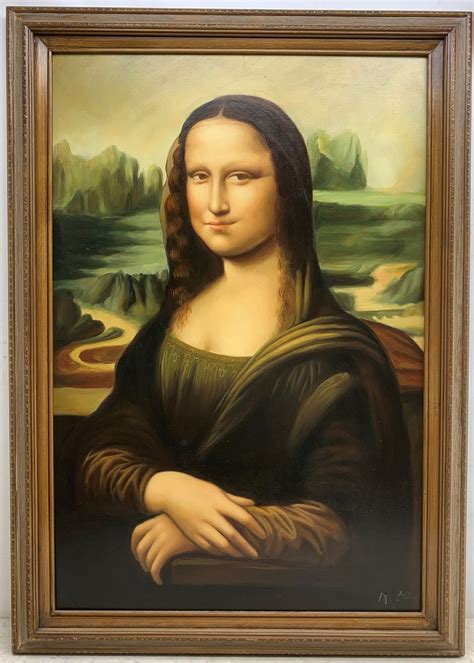 After Leonardo Da Vinci Mona Lisa Late 20th Century Oil On Canvas