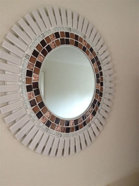 Today i'm going to make diy mosaic mirror vases using the trash in my house. Brown gold and beige handmade mosaic mirror | Diy mirror, Handmade mosaic, Mirror