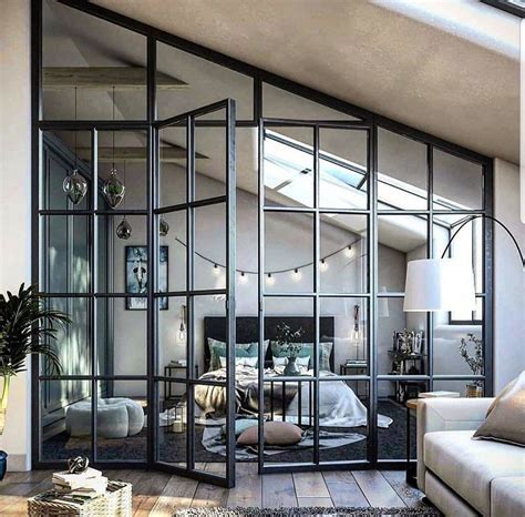 Awesome Glass Wall Loft Style Bedroom Interior Design Dream Home Design