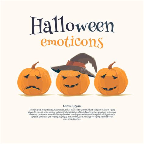 Halloween Emoticon Face Icons Set Stock Vector Illustration Of